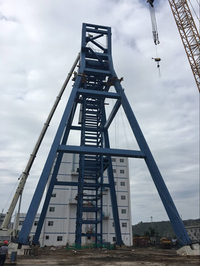 機電安裝公司孟村井架及天輪吊裝施工側(cè)記