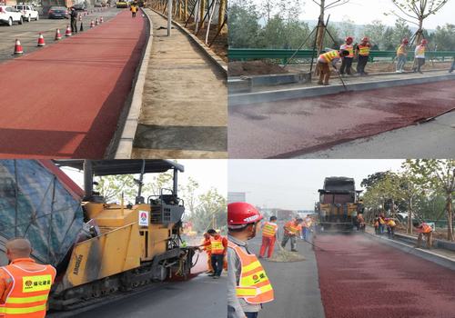 210國道完善工程PPP項(xiàng)目彩色路面工程首戰(zhàn)告捷