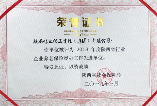陜煤建設(shè)榮獲省級養(yǎng)老保險經(jīng)辦工作先進(jìn)單位