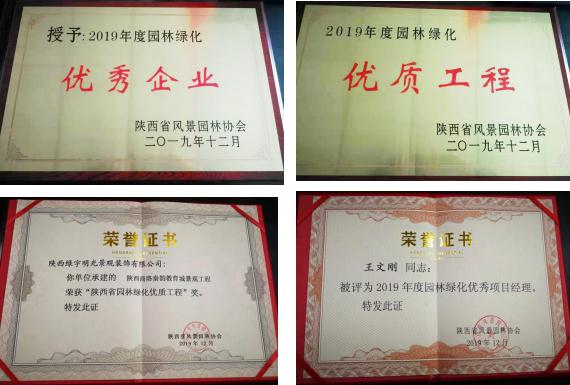 喜訊！綠宇公司榮獲省級“2019年度園林綠化優(yōu)秀企業(yè)”等三項(xiàng)榮譽(yù)