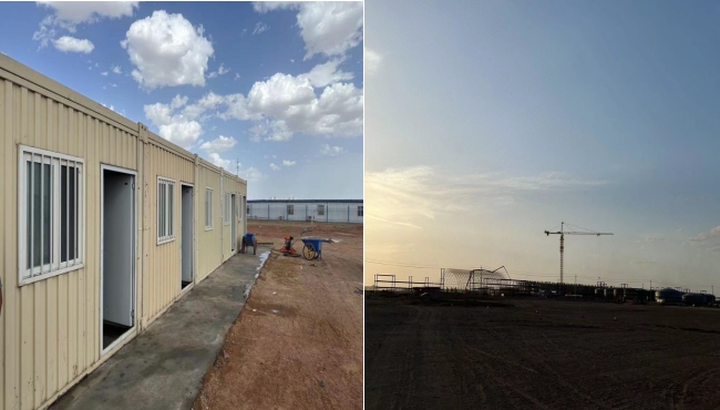 萬(wàn)頃黃沙映壯志，樓閣巍巍矗風(fēng)沙